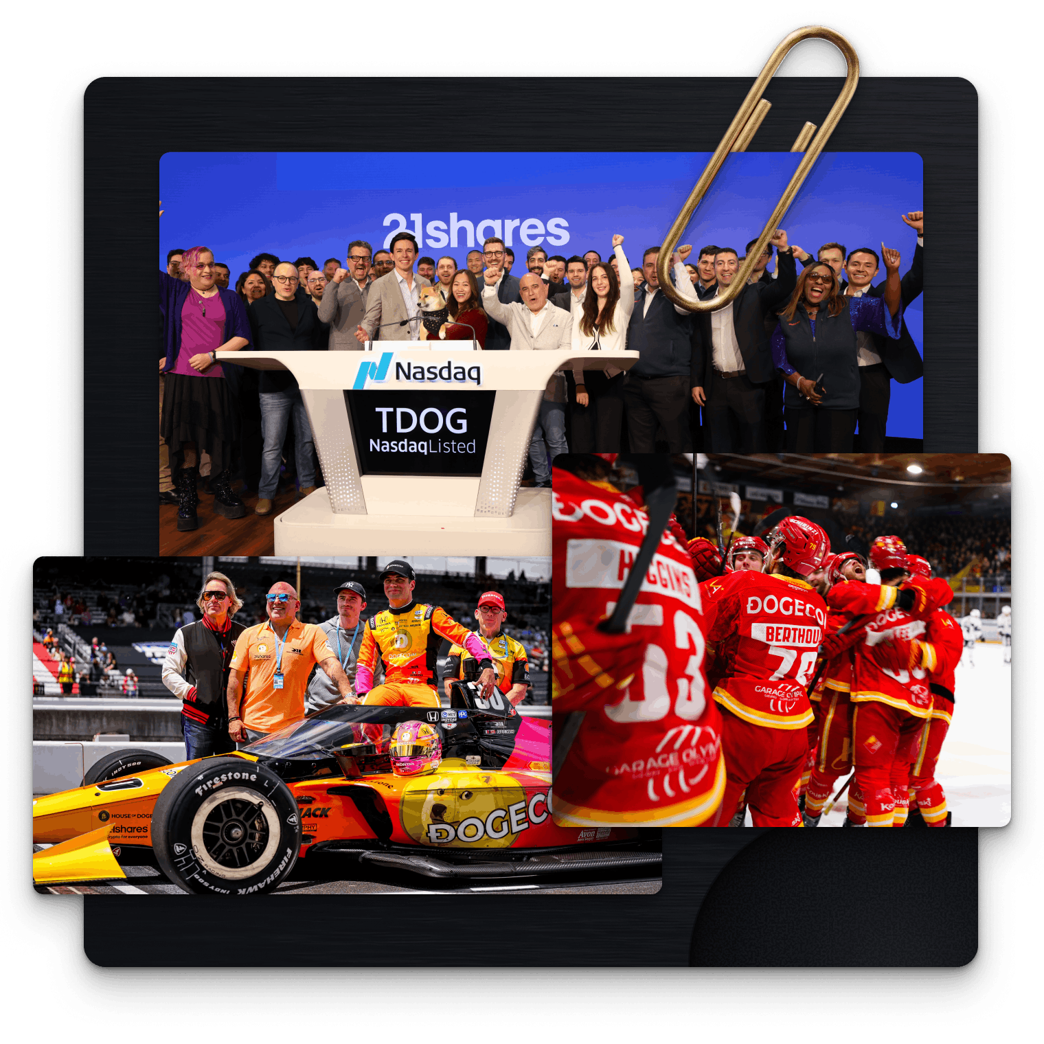 Dogecoin sponsorship moments collage