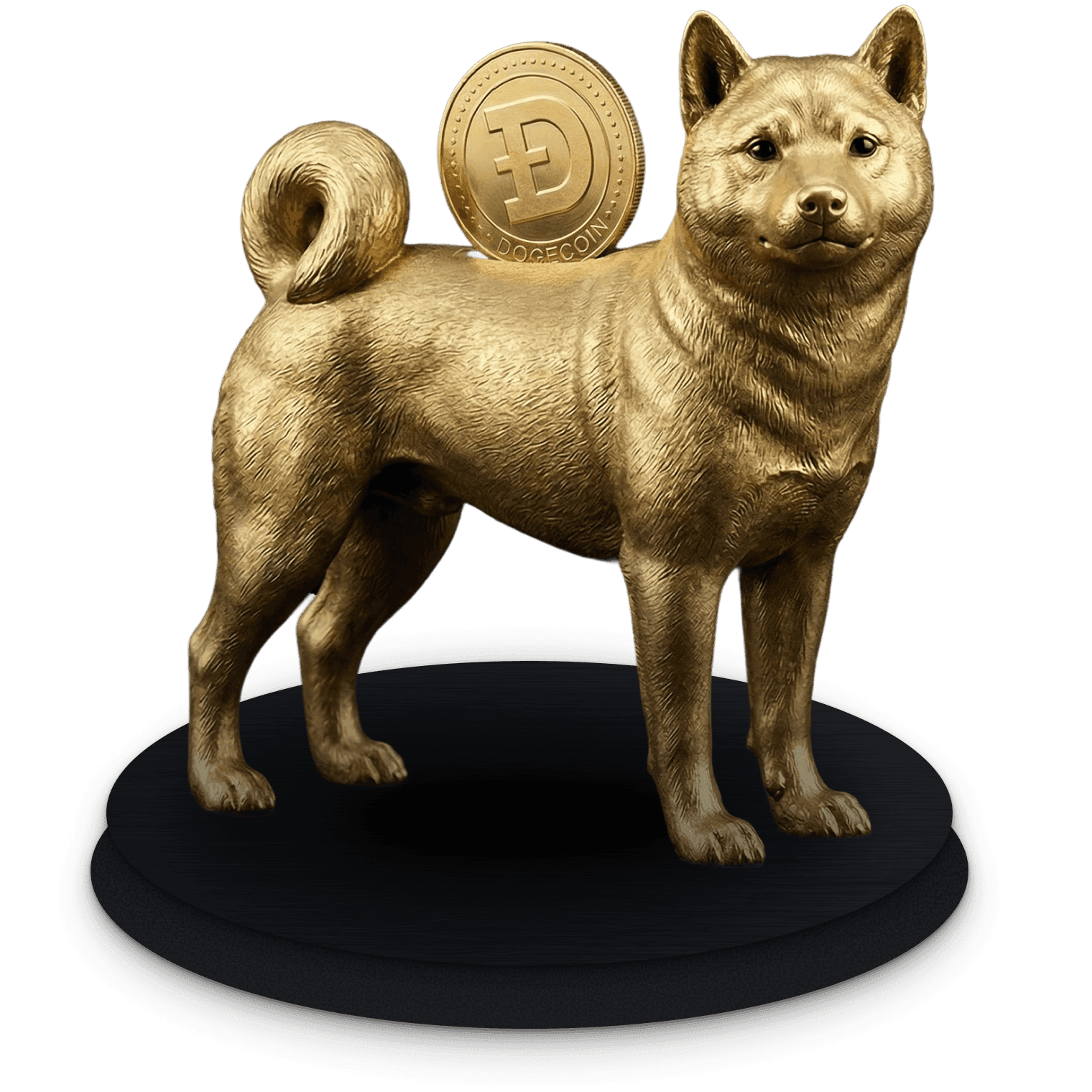 Doggy bank with Dogecoin coin